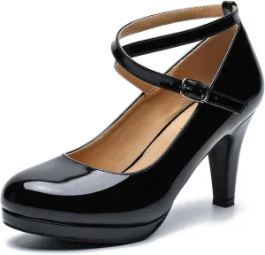 Womens Platform High Heels Sexy Cross Ankle Strap Pumps Wedding Work Party Dress Shoes