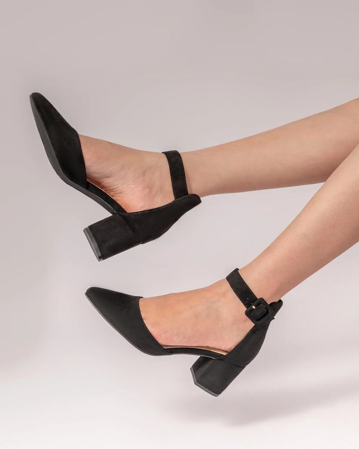Women's Pointed Toe Chunky Block Low Heels Comfortable Closed Toe Block Heels 2.4 Inch Ankle Strap Dress Wedding Party Pumps Shoes