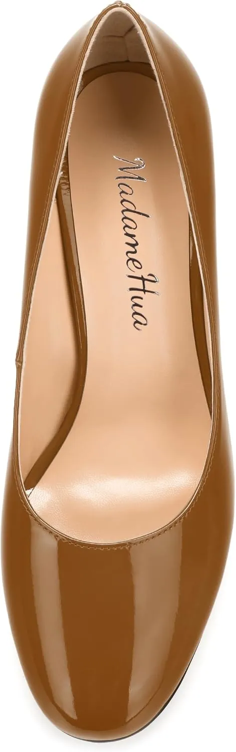 Women's Pumps, Closed Round Toe Block High Heel Pumps, Comfortable High Chunky Heels Pumps Shoes for Women