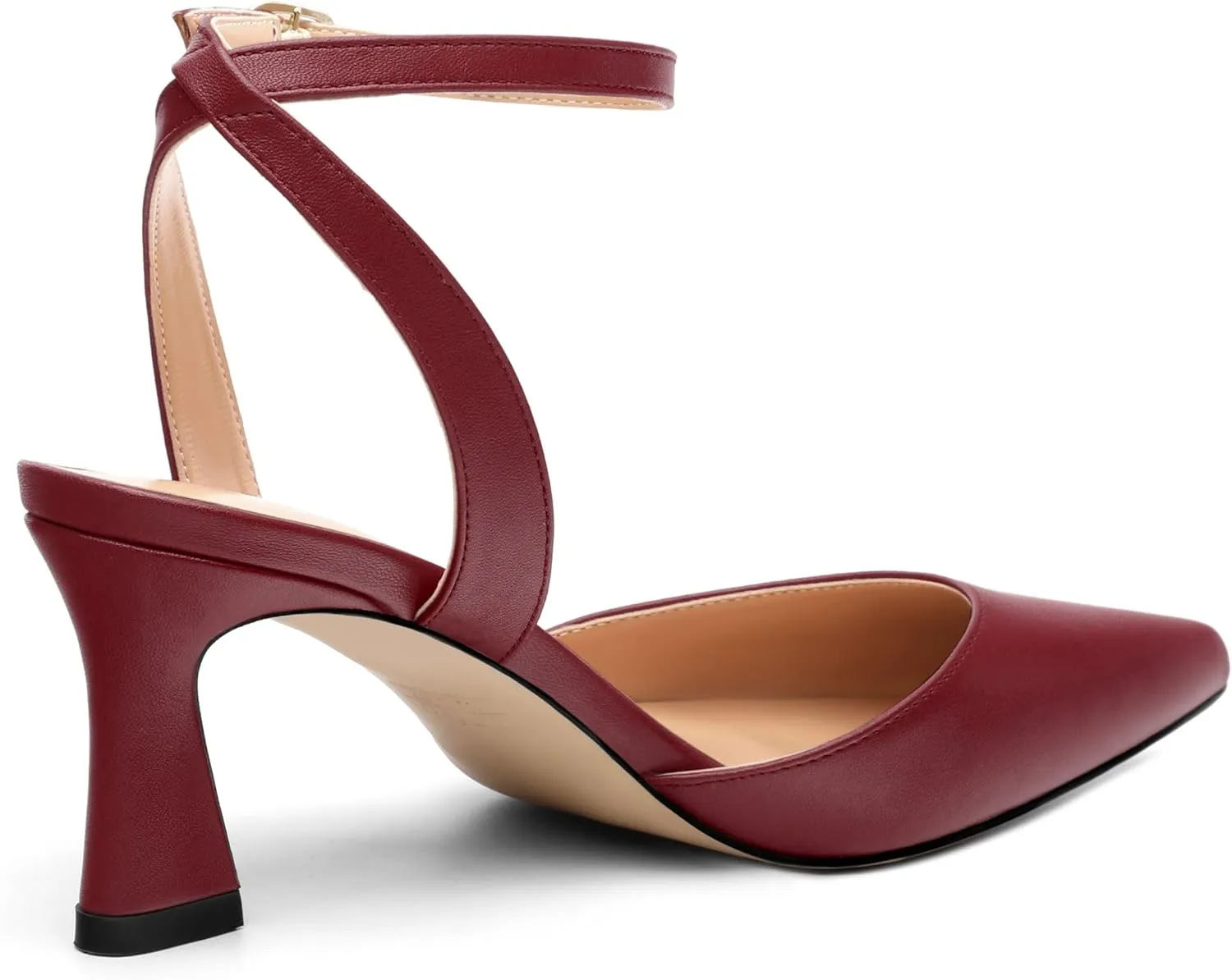 Women's Pumps Slingback Kitten Heels for Women Pointed Toe Ankle Strap Buckle Casual Spool Mid Heel Pumps Comfort Fashion Dress Shoes 2.5 Inch