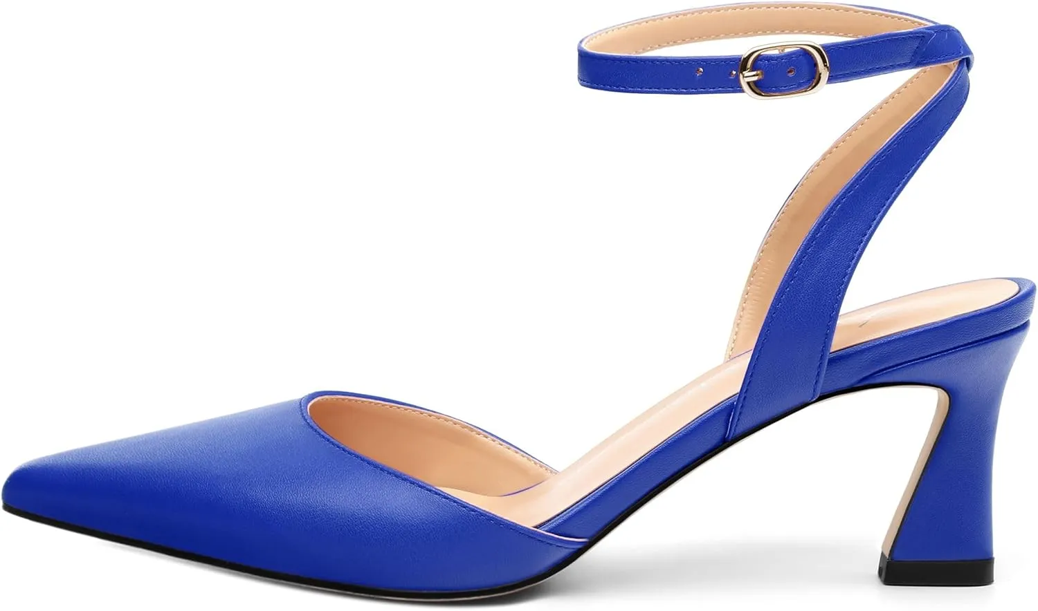 Women's Pumps Slingback Kitten Heels for Women Pointed Toe Ankle Strap Buckle Casual Spool Mid Heel Pumps Comfort Fashion Dress Shoes 2.5 Inch