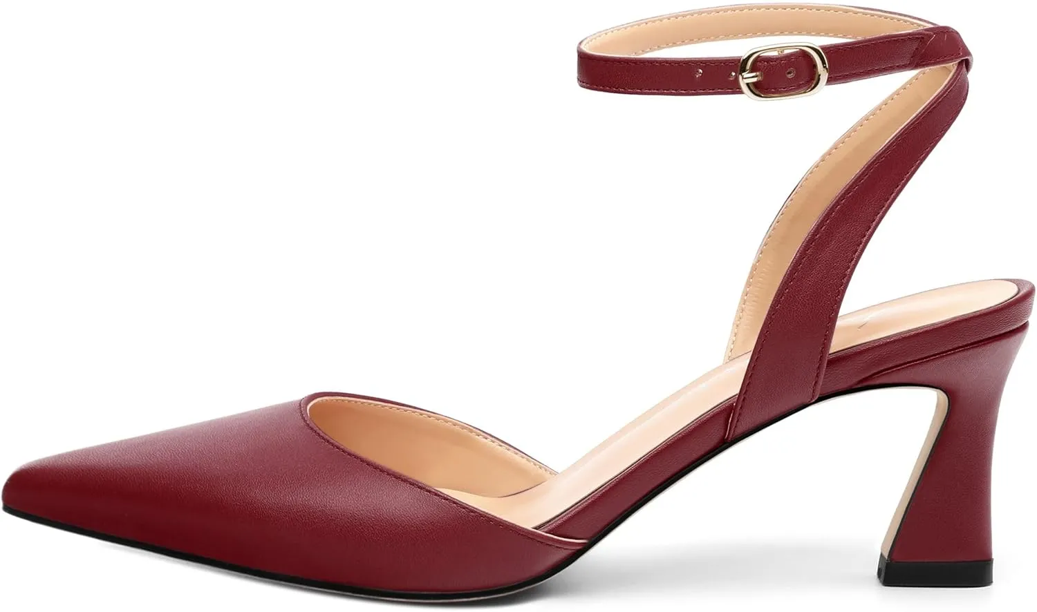 Women's Pumps Slingback Kitten Heels for Women Pointed Toe Ankle Strap Buckle Casual Spool Mid Heel Pumps Comfort Fashion Dress Shoes 2.5 Inch