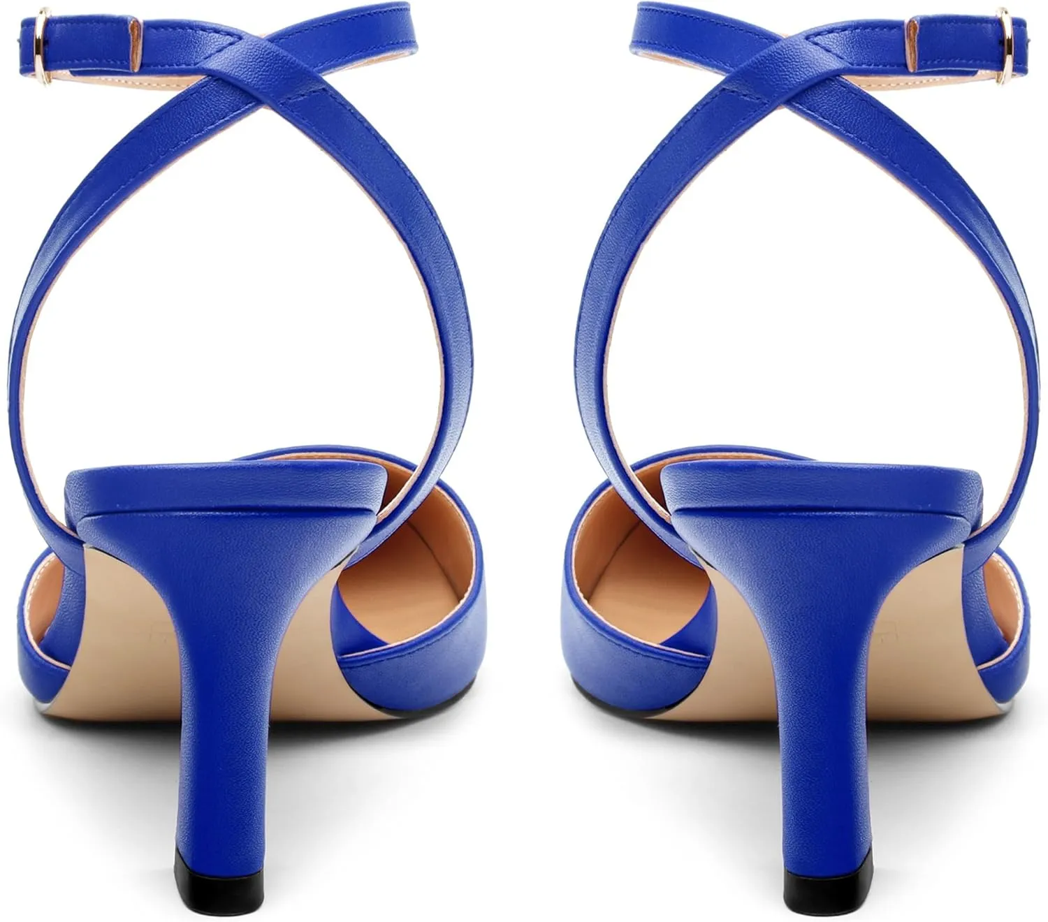 Women's Pumps Slingback Kitten Heels for Women Pointed Toe Ankle Strap Buckle Casual Spool Mid Heel Pumps Comfort Fashion Dress Shoes 2.5 Inch