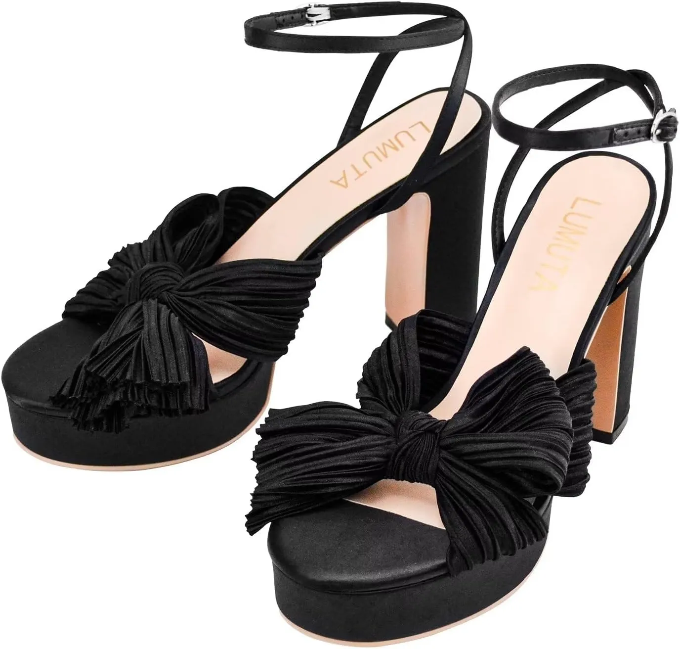 Women's Rhinestone Sparkling Heeled Sandals, Ankle-Strap Pin-Buckled Block Heel Gold Square-Toe Sandals, Dress-Up Summer Ball Party Dress Shoes