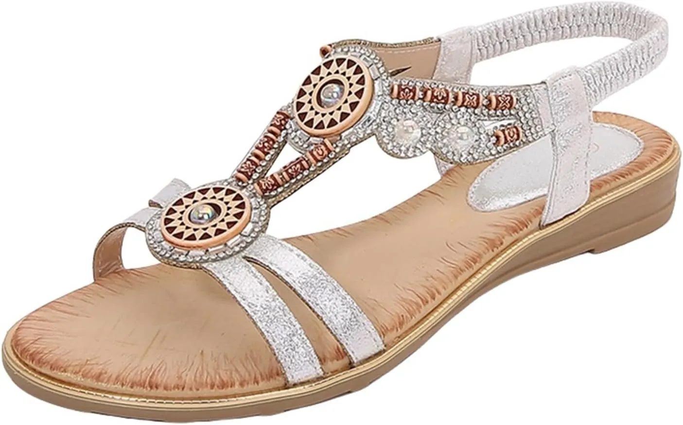 Women's Sandals Summer Bohemia Flats Shoes Comfortable Ankle Strap Outdoor Walking Sandal Open Toe Casual Shoes