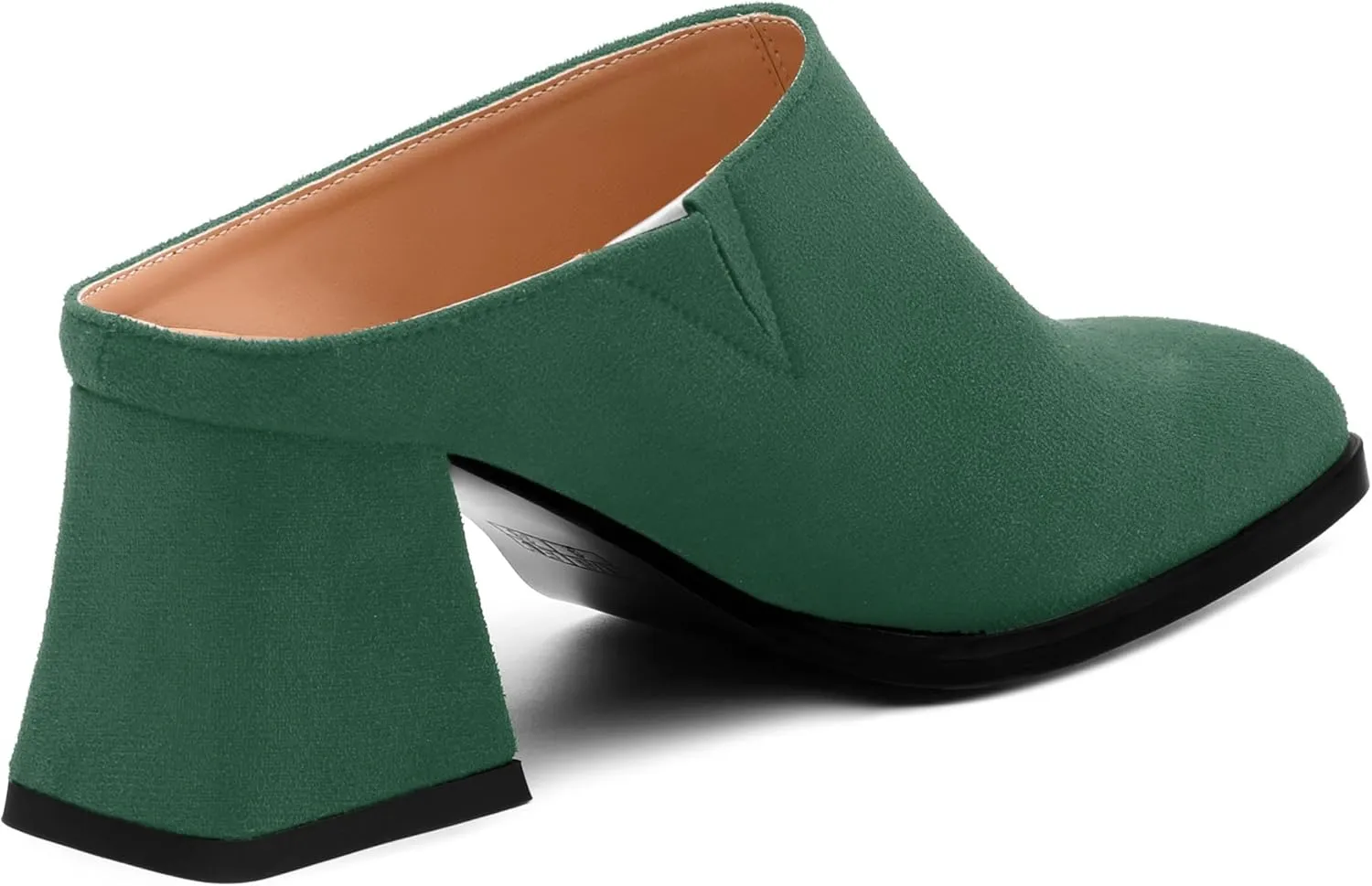 Women's Slide Sandals, Square Closed Toe Chunky Heeled Sandals, Comfort Slip On Fashion Solid Suede Mules Sandals for Women