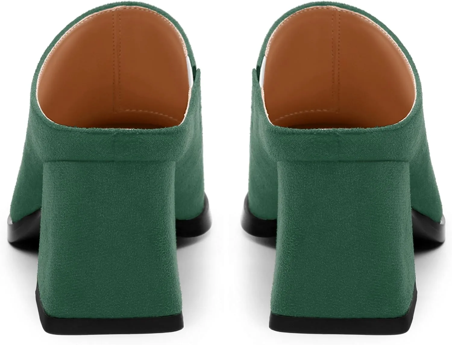 Women's Slide Sandals, Square Closed Toe Chunky Heeled Sandals, Comfort Slip On Fashion Solid Suede Mules Sandals for Women