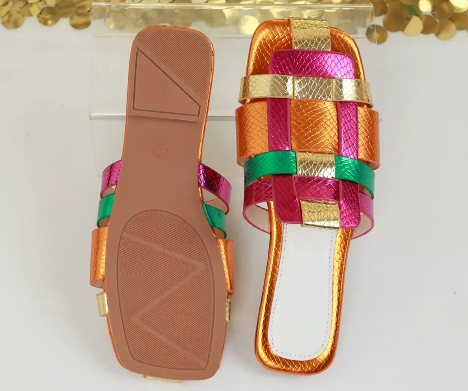Women's Slide Sandals - Women's Woven Slide Flat Summer Sandals
