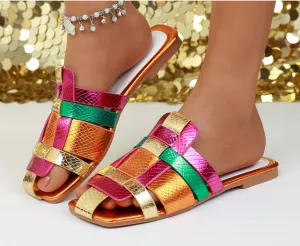 Women's Slide Sandals - Women's Woven Slide Flat Summer Sandals