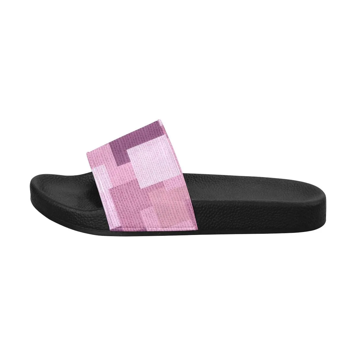 Womens Slides - Flip Flop Sandals - Pink Grid Print by inQue.Style