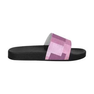 Womens Slides - Flip Flop Sandals - Pink Grid Print by inQue.Style