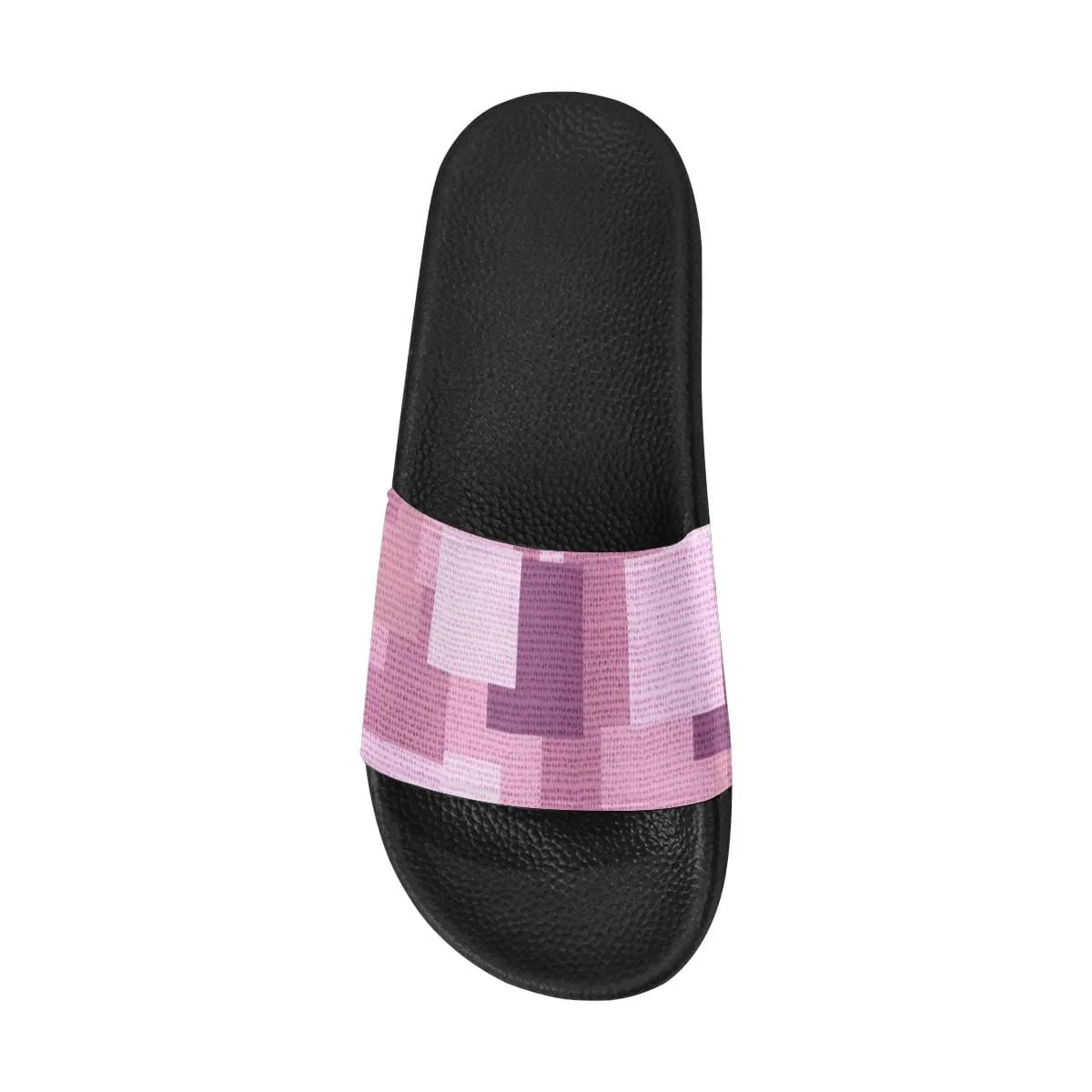 Womens Slides - Flip Flop Sandals - Pink Grid Print by inQue.Style