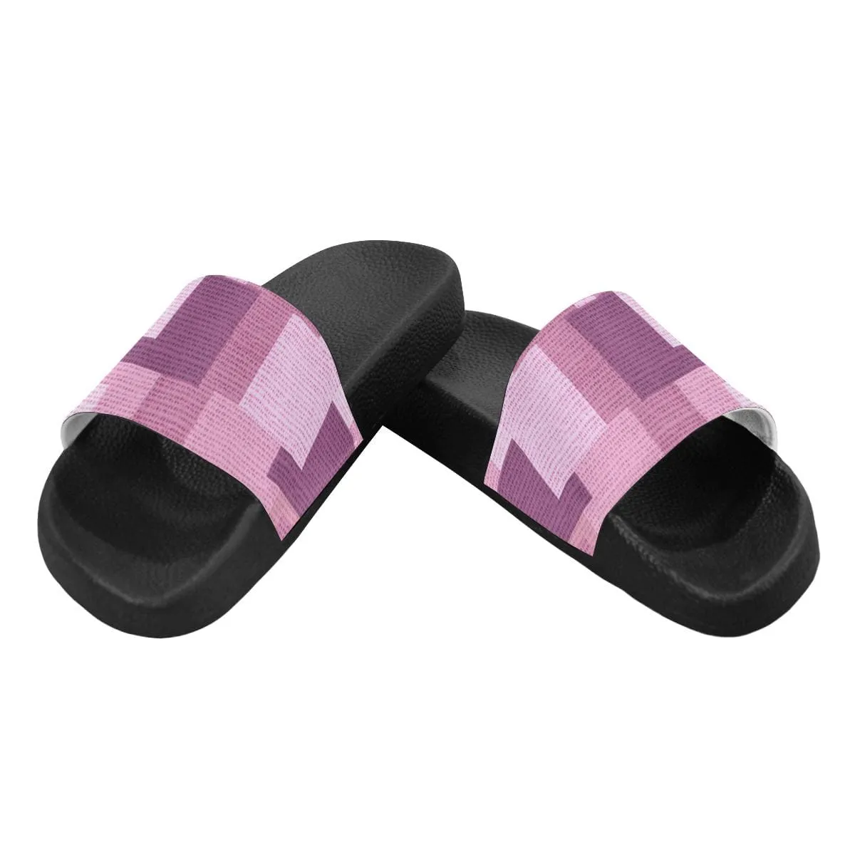 Womens Slides - Flip Flop Sandals - Pink Grid Print by inQue.Style