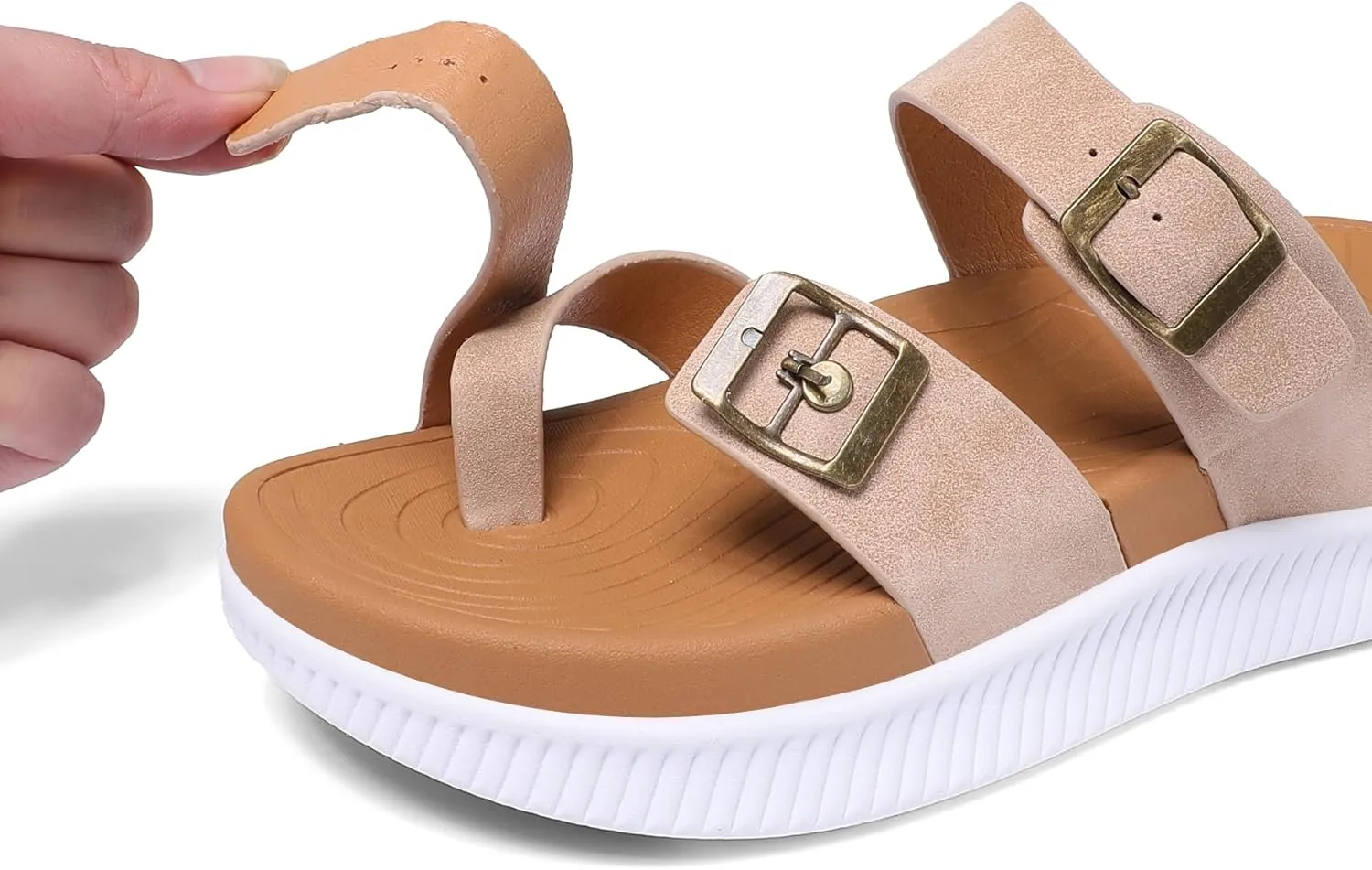 Womens Slides Sandals Arch Support Fashion Yoga Mat Thong Slippers Adjustable Buckle Comfort Thick Cushion Flip Flops