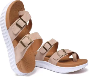 Womens Slides Sandals Arch Support Fashion Yoga Mat Thong Slippers Adjustable Buckle Comfort Thick Cushion Flip Flops