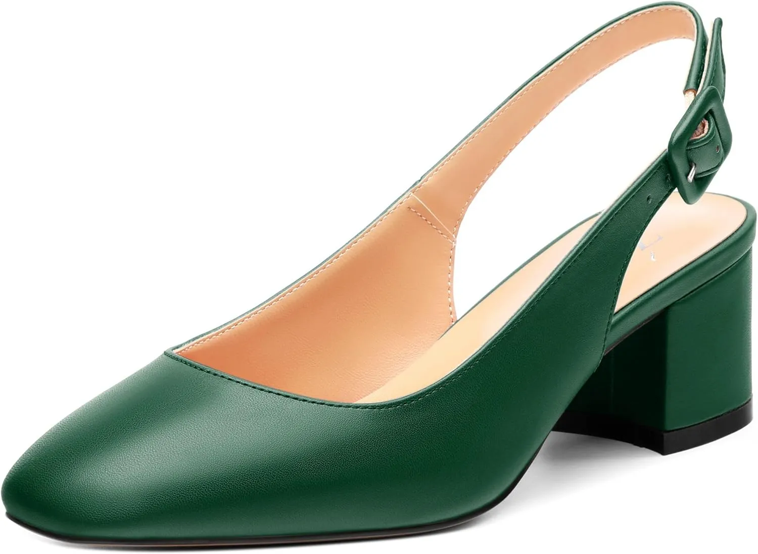 Women's Slingback Low Chunky Heels Square Toe Block Heels for Women Closed Toe Comfortable Casual Wedding Work Pumps 2 Inch