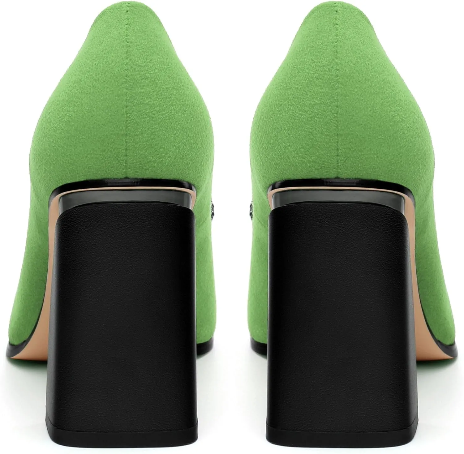 Women's Suede Chunky Block high Heels Comfortable Closed Pointed Toe Slip On Pumps Dinner Wedding Party Office Shoes 3.5 inch