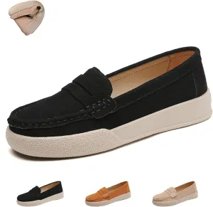 Women's Suede Slip-On Flat Penny Loafers,Fashion Comfortable Non-Slip Moccasins Driving Shoes,Lightweight Soft Sole Casual Work Boat Shoes
