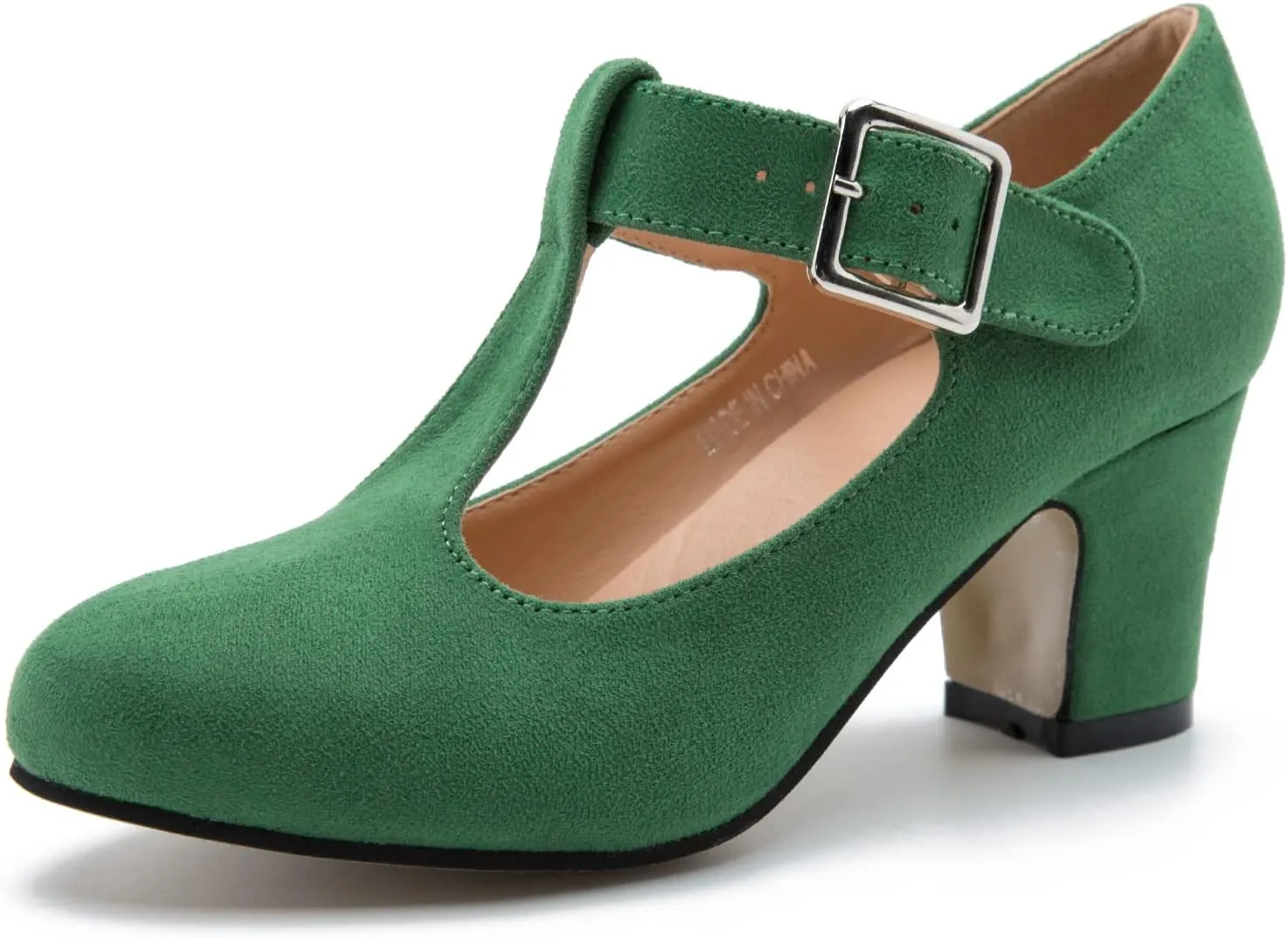 Women's T-Strap Mary Jane Pumps Low Block Chunky Heels Closed Round Toe Dress Wedding Office Work Shoes