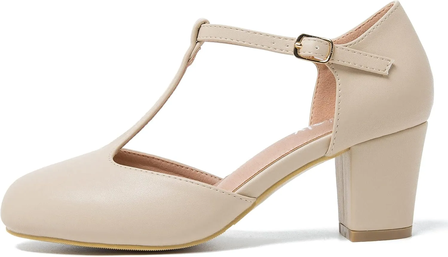 Womens T Strap Mary Jane Shoes Chunky Block Heel Ankle Strap Buckle Dress Pumps