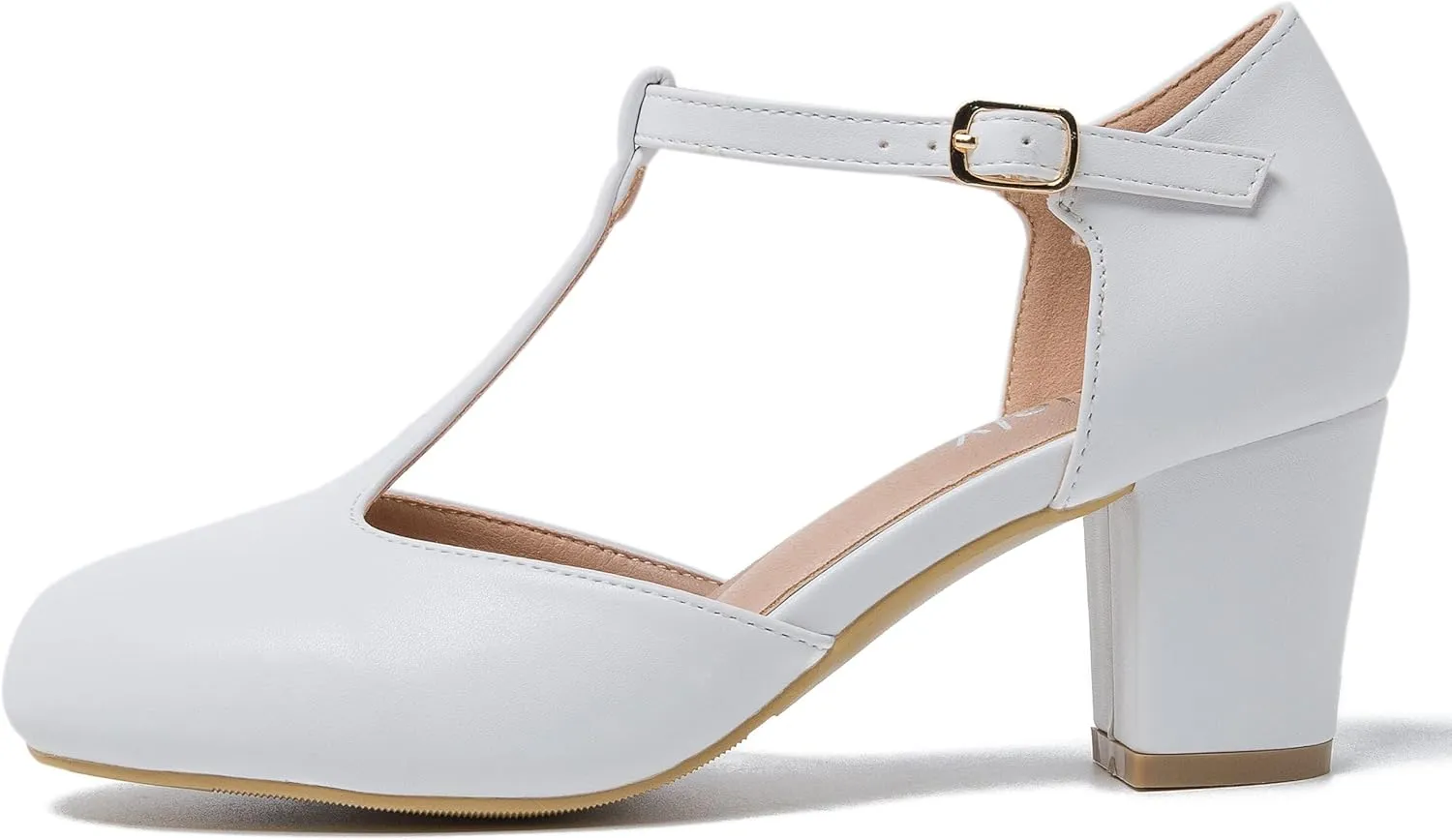 Womens T Strap Mary Jane Shoes Chunky Block Heel Ankle Strap Buckle Dress Pumps