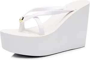 Women's Thong Slip On Platform Wedge Slides Sandals Fashion Round Peep Toe Slip-On Non-Slip Platform Clip Toe Flip Flop Summer Leisure Vacation Beach Sandals