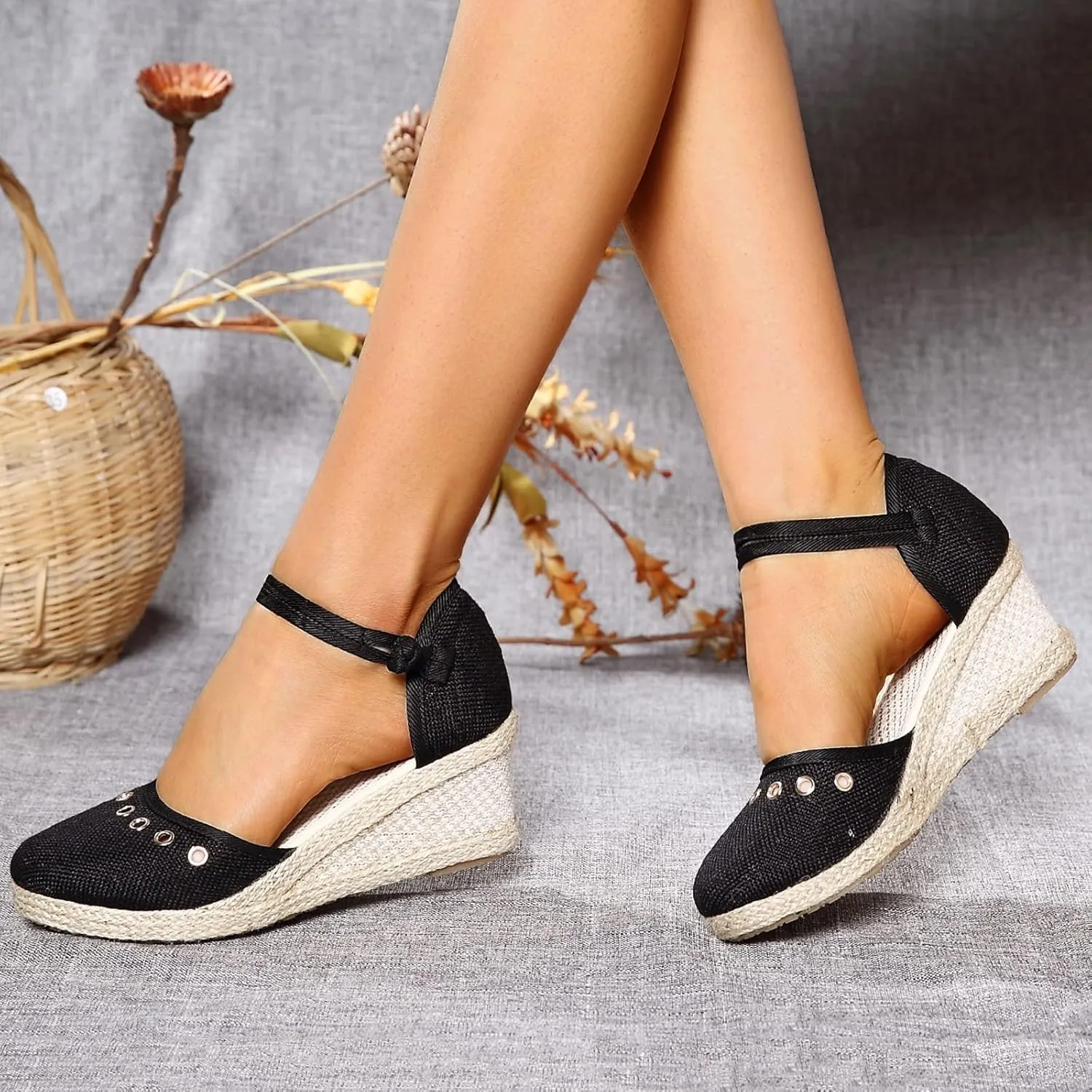 Womens Wedge Platform Espadrilles Slide Sandals Slip On Slingback Closed Toe Ankle Strap Flat Low Heel Wedges Sandal Summer Casual Dressy Espadrille Shoes Comfortable Breathable Wedding Sandals