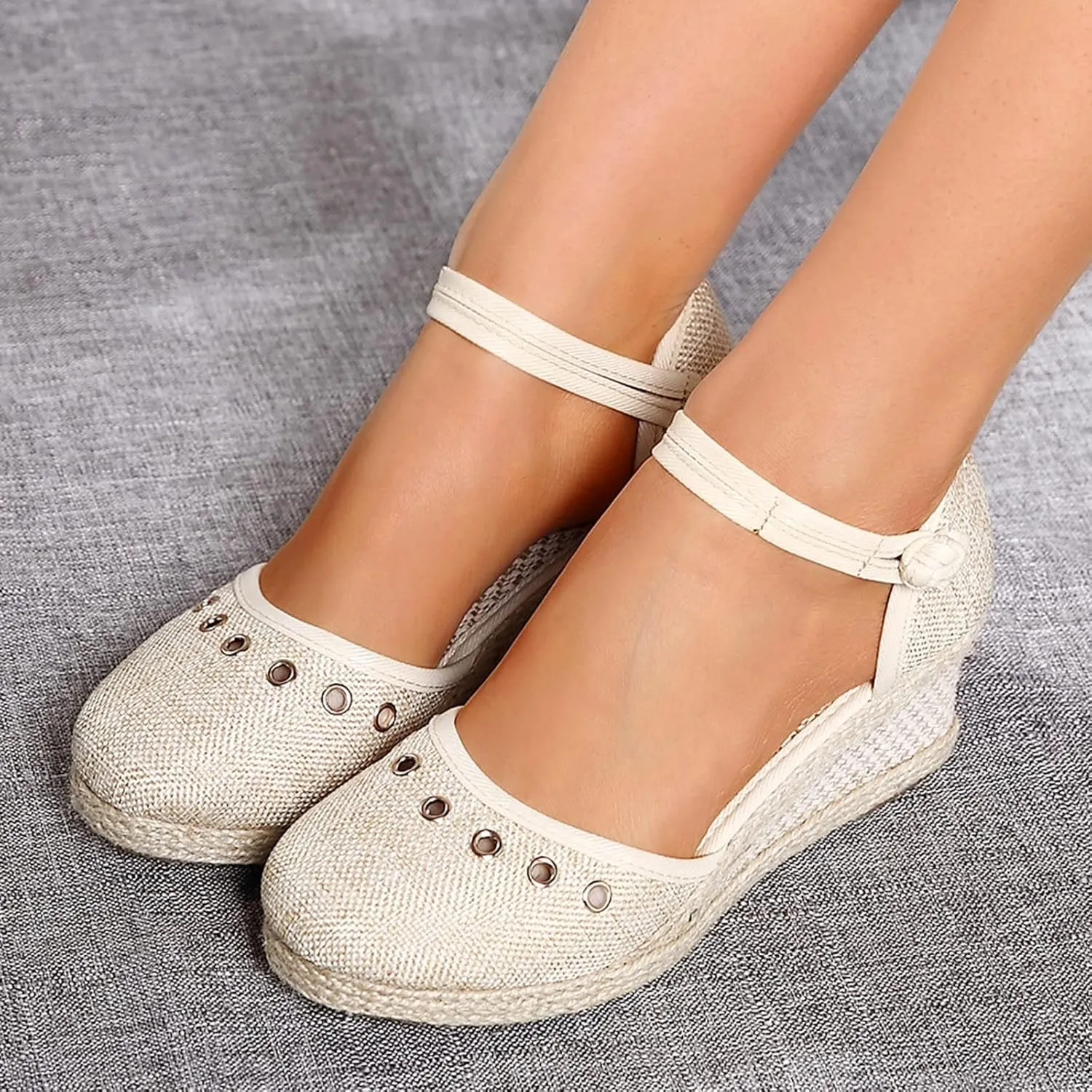 Womens Wedge Platform Espadrilles Slide Sandals Slip On Slingback Closed Toe Ankle Strap Flat Low Heel Wedges Sandal Summer Casual Dressy Espadrille Shoes Comfortable Breathable Wedding Sandals