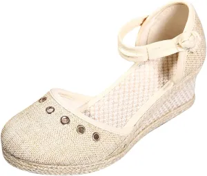 Womens Wedge Platform Espadrilles Slide Sandals Slip On Slingback Closed Toe Ankle Strap Flat Low Heel Wedges Sandal Summer Casual Dressy Espadrille Shoes Comfortable Breathable Wedding Sandals