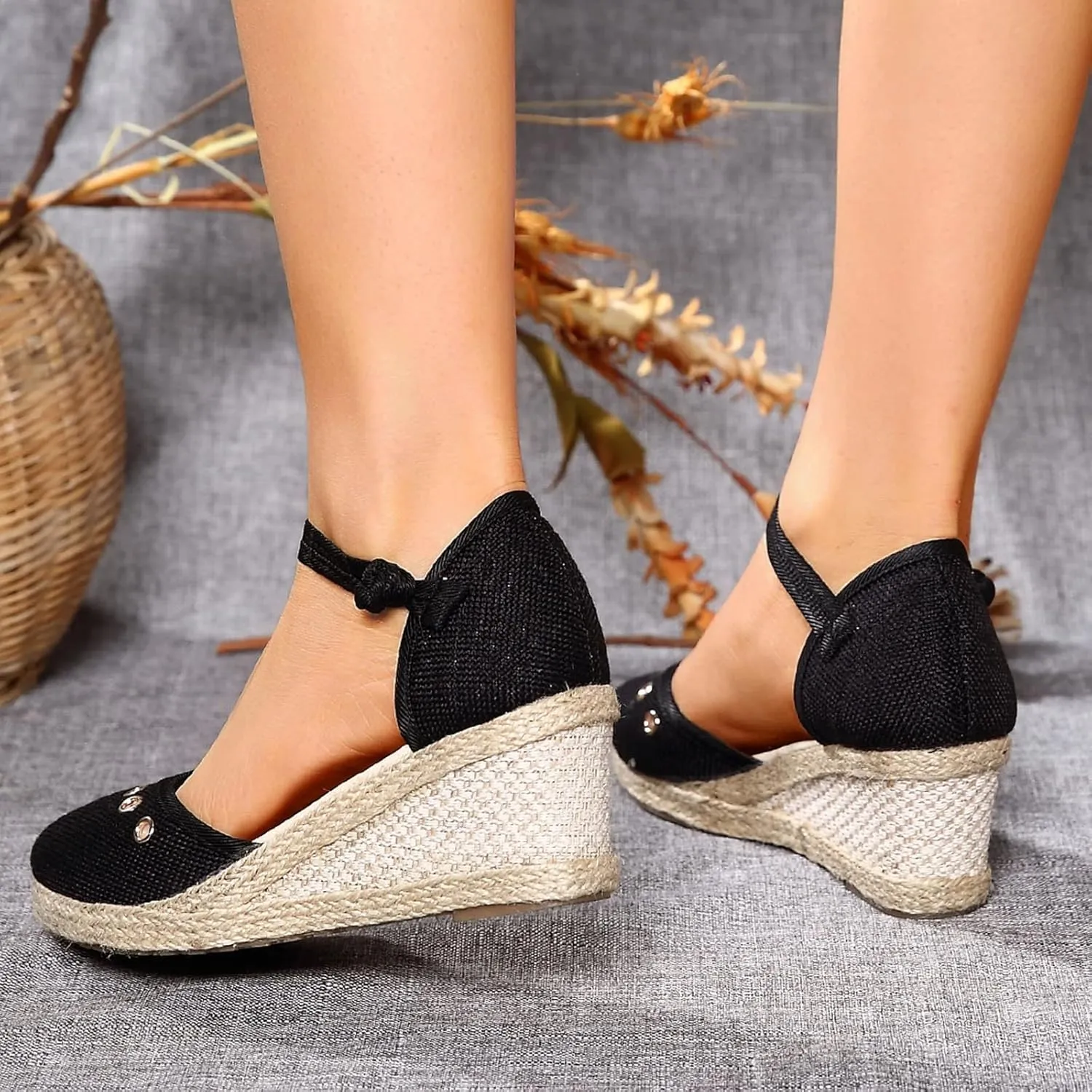 Womens Wedge Platform Espadrilles Slide Sandals Slip On Slingback Closed Toe Ankle Strap Flat Low Heel Wedges Sandal Summer Casual Dressy Espadrille Shoes Comfortable Breathable Wedding Sandals