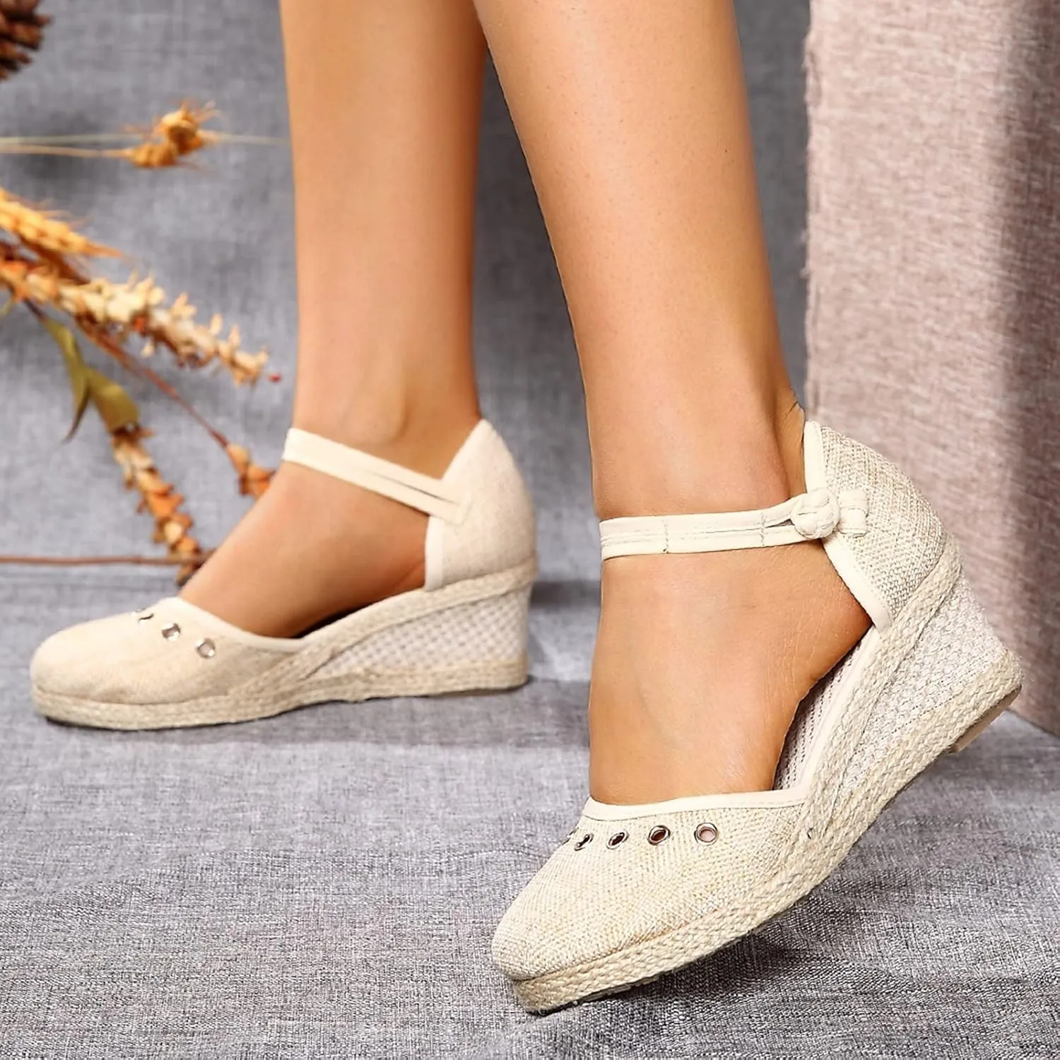 Womens Wedge Platform Espadrilles Slide Sandals Slip On Slingback Closed Toe Ankle Strap Flat Low Heel Wedges Sandal Summer Casual Dressy Espadrille Shoes Comfortable Breathable Wedding Sandals