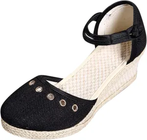Womens Wedge Platform Espadrilles Slide Sandals Slip On Slingback Closed Toe Ankle Strap Flat Low Heel Wedges Sandal Summer Casual Dressy Espadrille Shoes Comfortable Breathable Wedding Sandals