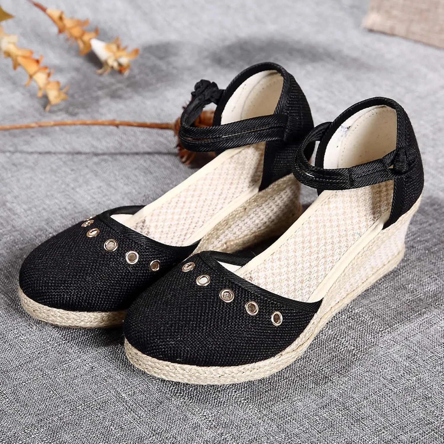 Womens Wedge Platform Espadrilles Slide Sandals Slip On Slingback Closed Toe Ankle Strap Flat Low Heel Wedges Sandal Summer Casual Dressy Espadrille Shoes Comfortable Breathable Wedding Sandals