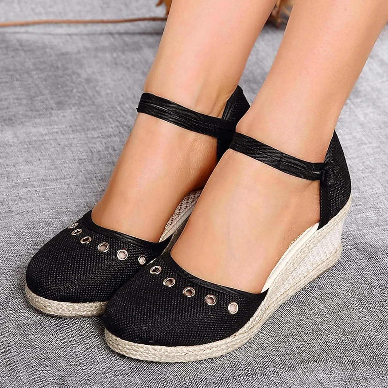 Womens Wedge Platform Espadrilles Slide Sandals Slip On Slingback Closed Toe Ankle Strap Flat Low Heel Wedges Sandal Summer Casual Dressy Espadrille Shoes Comfortable Breathable Wedding Sandals
