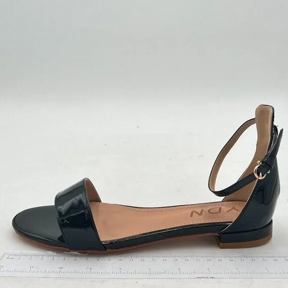 YDN Black Block Low Heel Sandals Open Toe Ankle Strap Comfortable Walking Shoes