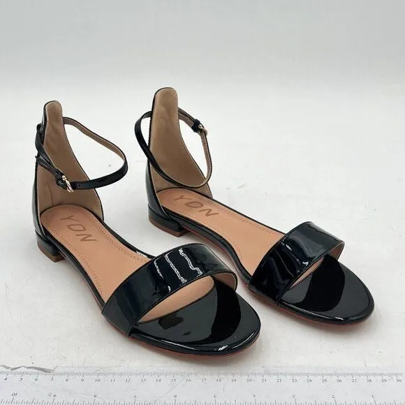 YDN Black Block Low Heel Sandals Open Toe Ankle Strap Comfortable Walking Shoes