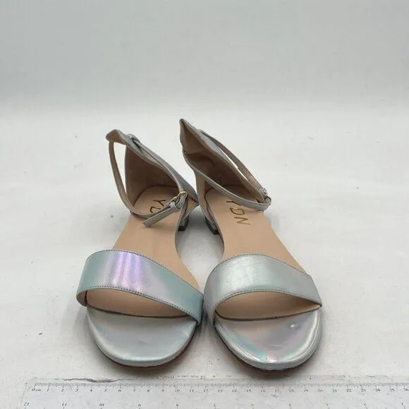 YDN Silver Block Low Heel Sandals Open Toe Ankle Strap Comfortable Dress Shoes