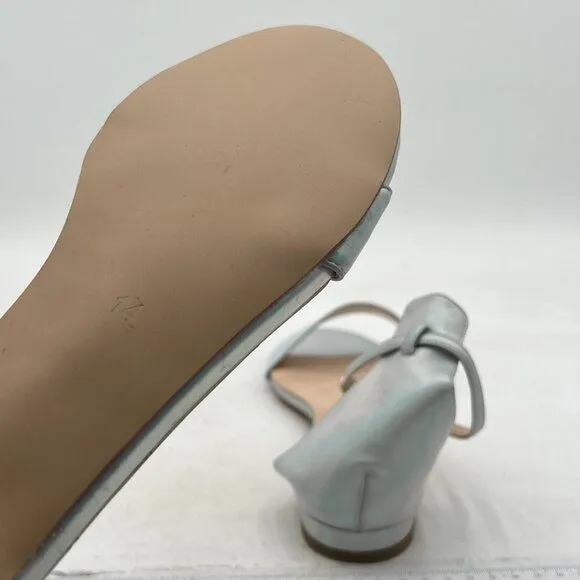 YDN Silver Block Low Heel Sandals Open Toe Ankle Strap Comfortable Dress Shoes