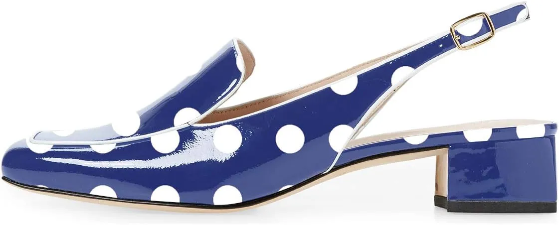YDN Women Closed Square Toe Block Low Heels Slingback Formal Loafer Dressy Shoes Office Lady Pump Size 4-15 US