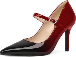 YODEKS Womens Mary Jane High Heel Pumps 8cm Stilettos Pointed Toe Court Shoes Office Party Wedding Dress Shoes