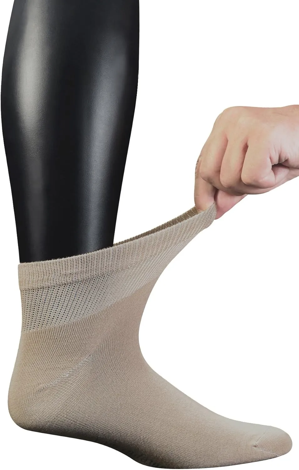 Yomandamor Men's 6 Pairs Combed Cotton Diabetic Ankle Socks with Seamless Toe and Non-Binding Top