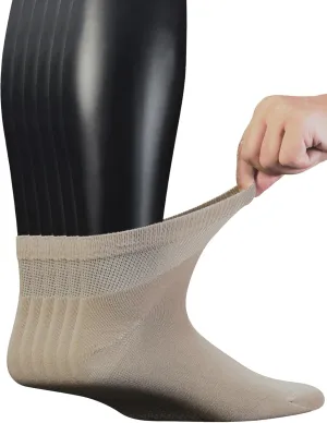 Yomandamor Men's 6 Pairs Combed Cotton Diabetic Ankle Socks with Seamless Toe and Non-Binding Top