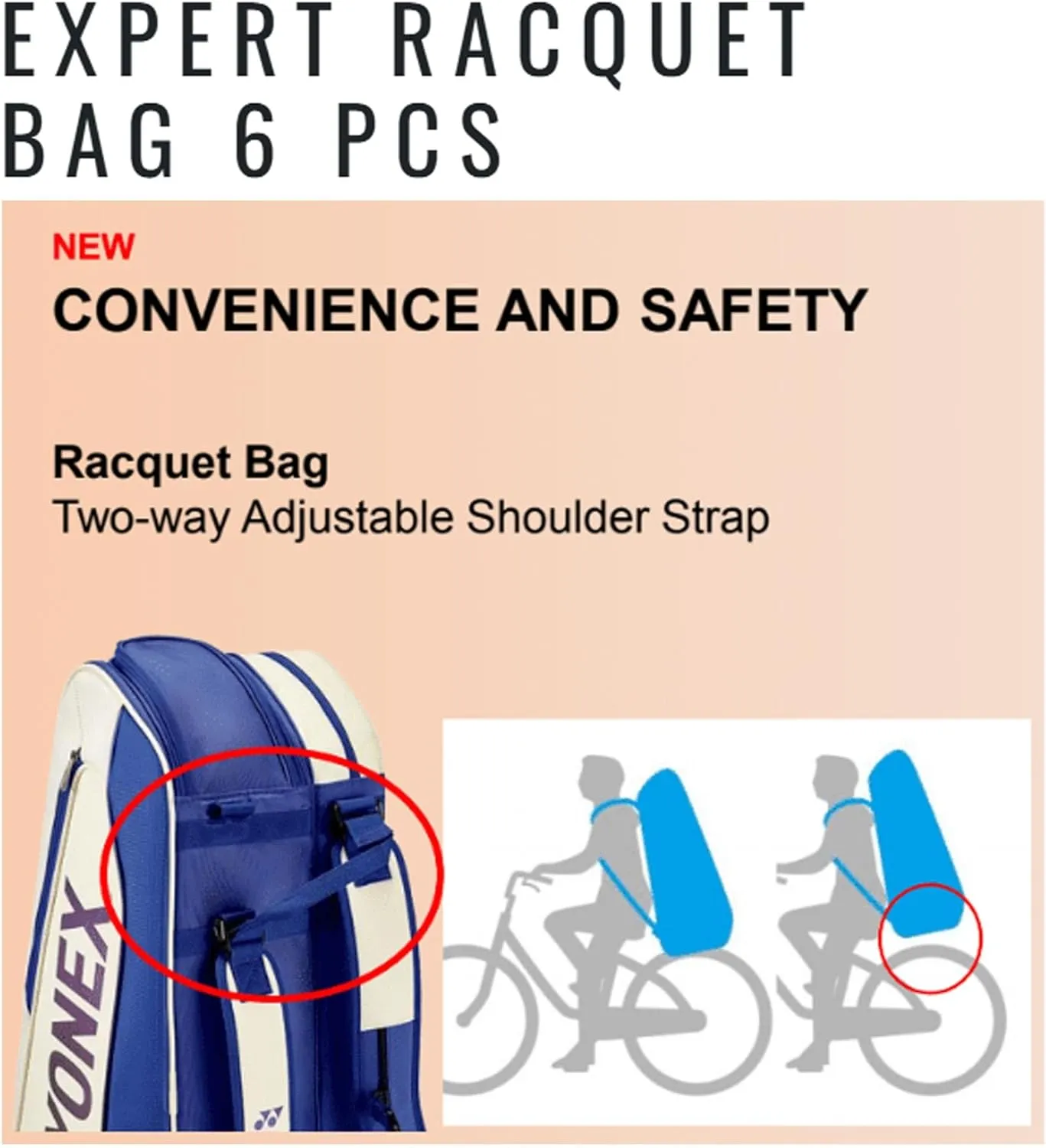 YONEX Expert Racquet Bag with YKK Zippers, Shoe Pocket, Spacious Compartments, Durable & Stylish Badminton Bag for 6 Racquets