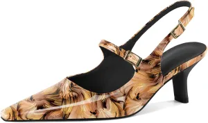 Zamikoo Slingback Heels for Women Pointed Toe Block Low Heel Pumps Shoes 2.5 Inches