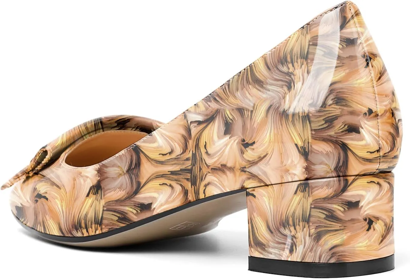 Zamikoo Women's Block Heel Pumps, Square Toe Slip-on Chunky Low Heels, Heeled Dress Shoes with Bow for Office Wedding Work Evening 1.5 Inches