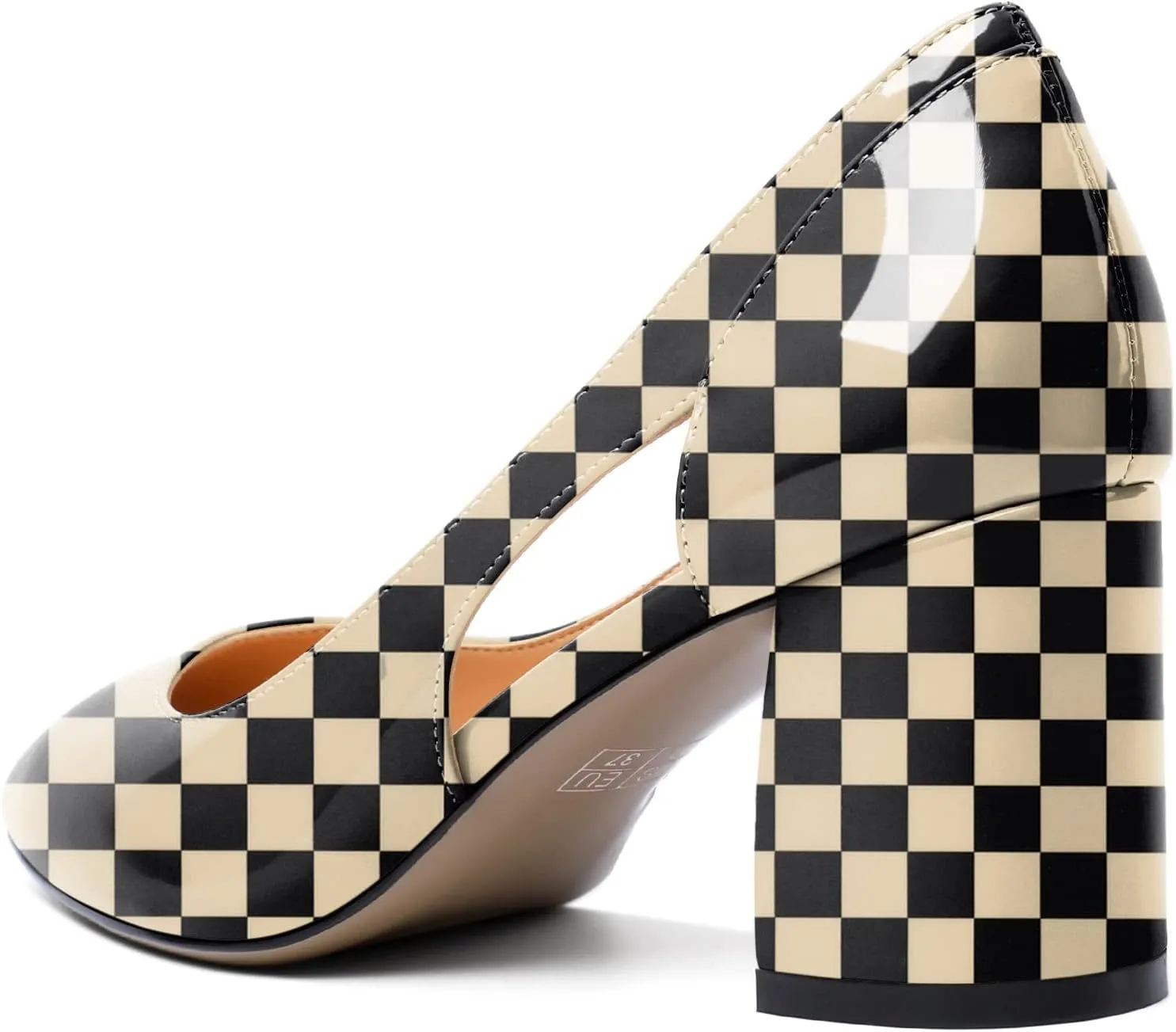 Zamikoo Women's Mid Block Heel Pumps, Pointed Toe Slip On Cutout Chunky Heels Ladies Office Event Party Dress Shoes 2.5 Inches
