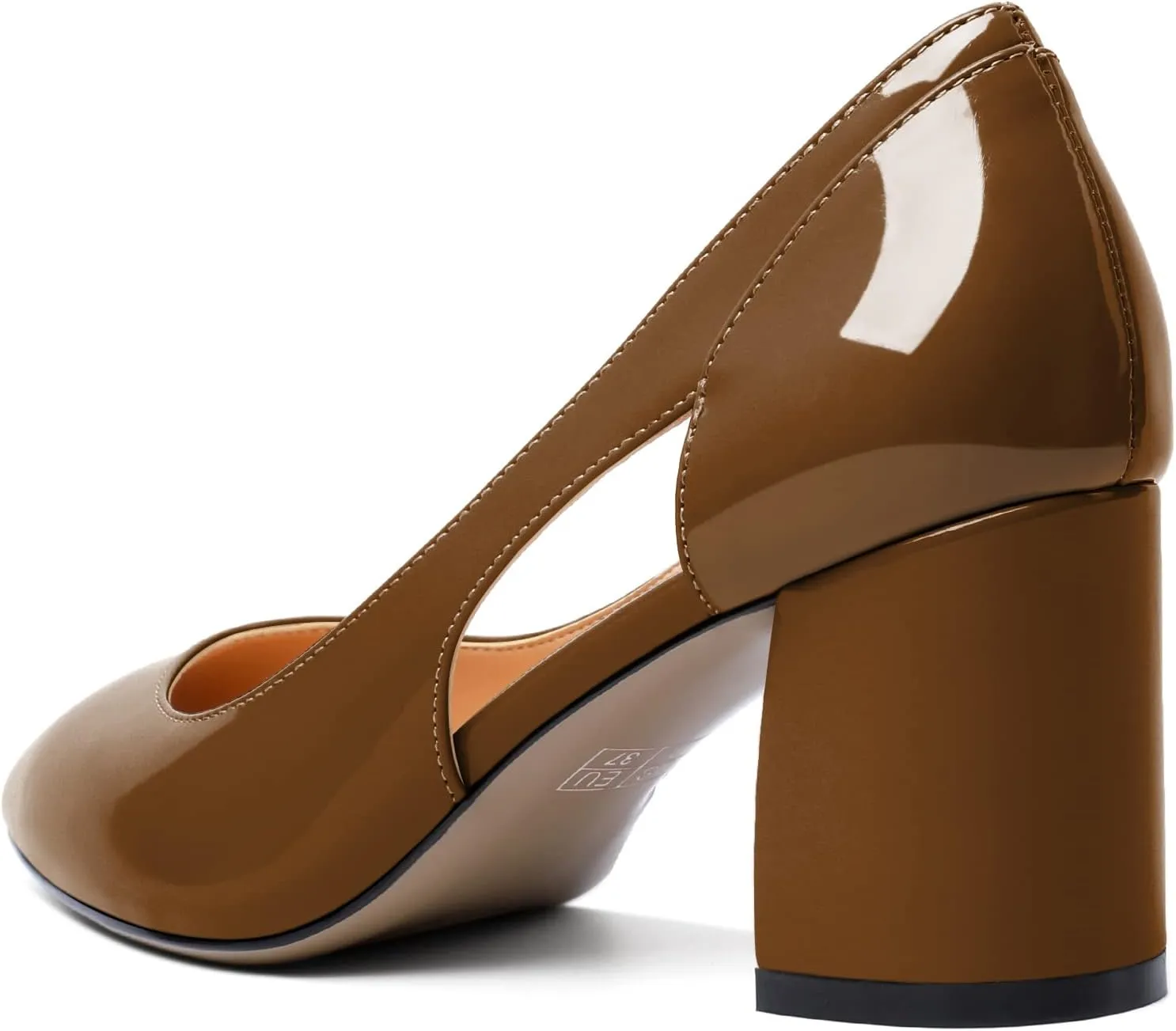 Zamikoo Women's Mid Block Heel Pumps, Pointed Toe Slip On Cutout Chunky Heels Ladies Office Event Party Dress Shoes 2.5 Inches