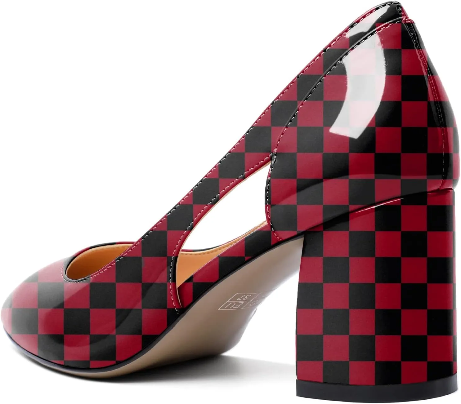 Zamikoo Women's Mid Block Heel Pumps, Pointed Toe Slip On Cutout Chunky Heels Ladies Office Event Party Dress Shoes 2.5 Inches