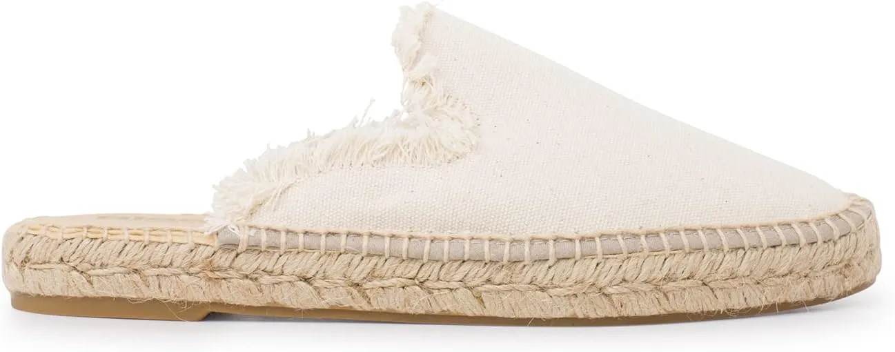 Zaragoza Authentic Spanish Espadrille Flat Slides for Women - Sustainable, Eco Friendly, Vegan Shoes. Classic Style, Organic Cotton Canvas Upper, Comfy Insole, Jute Midsole, Rubber Sole. Made in Spain