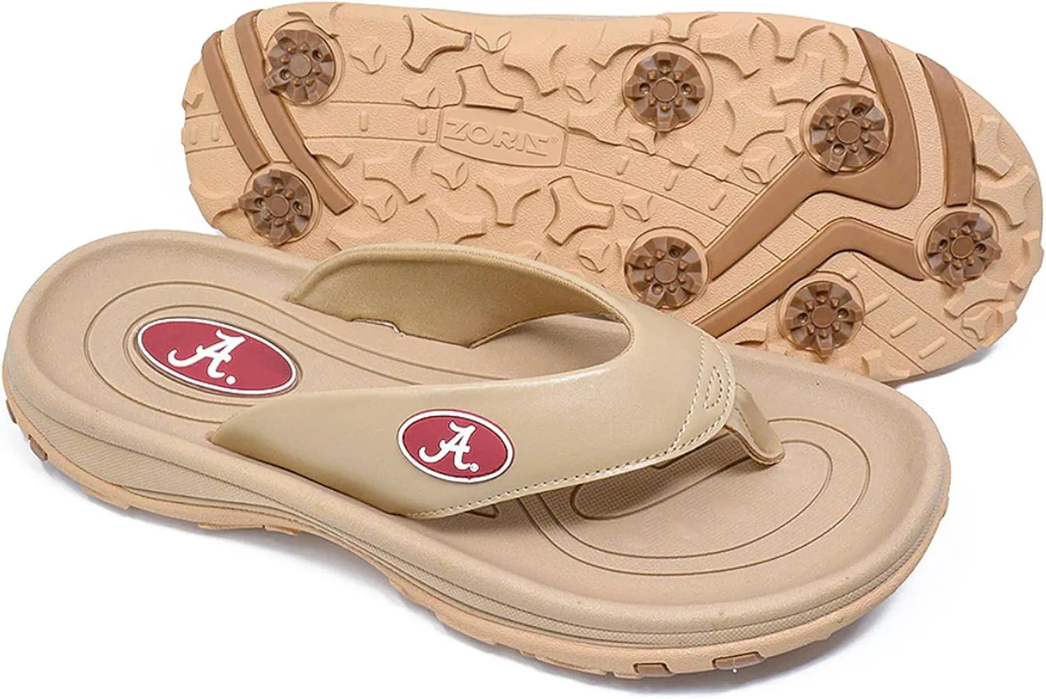 ZORIZ Collegiate Series Golf Sandals for Women and Men, Thong Flip Flops With Removable Spikes, Golf Footwear With Deeper Heel Cup and Higher Sidewalls